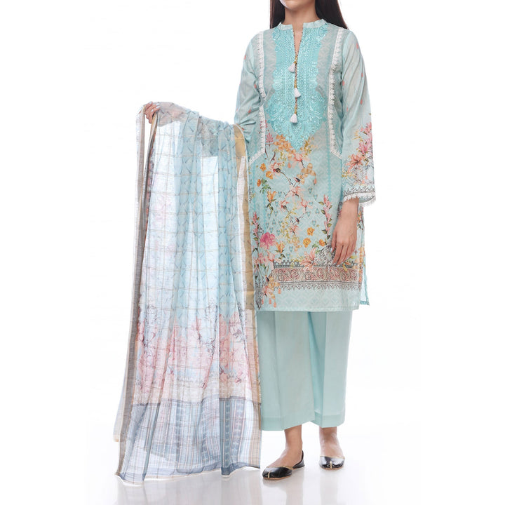 Digital Printed Lawn Shirt With Embroiderd Neck Line
Digtal Printed Tila Border Dupatta
Plain Dyed Cambric Trousers