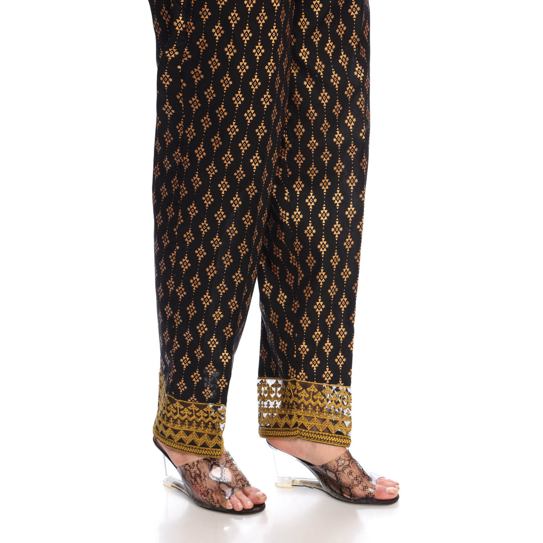 Black Color Straight Fit Cambric Trouser PS2518