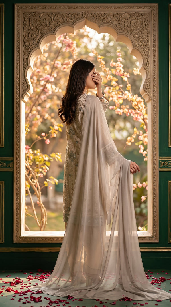 Grey Plain Dyed Chiffon Dupatta PS2702