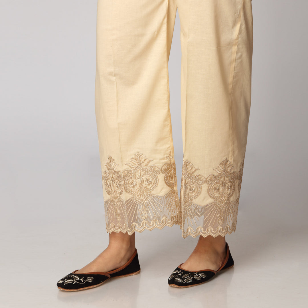 Beige Cambric Straight Fit Trouser PS3508