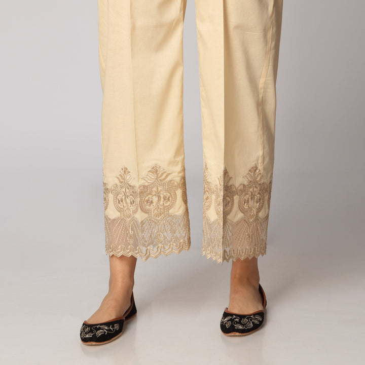 Beige Cambric Straight Fit Trouser PS3508