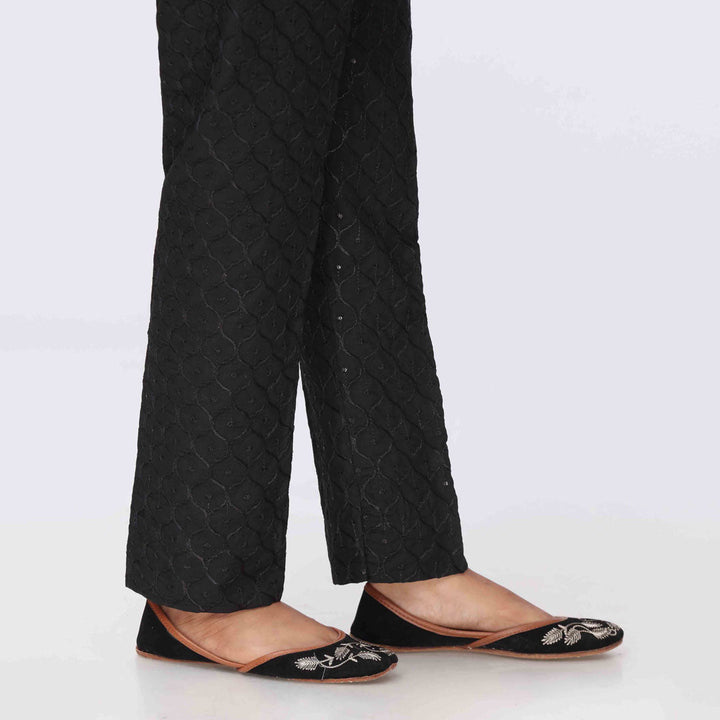Black Embroidered Cambric Slim Fit Trouser PS3565