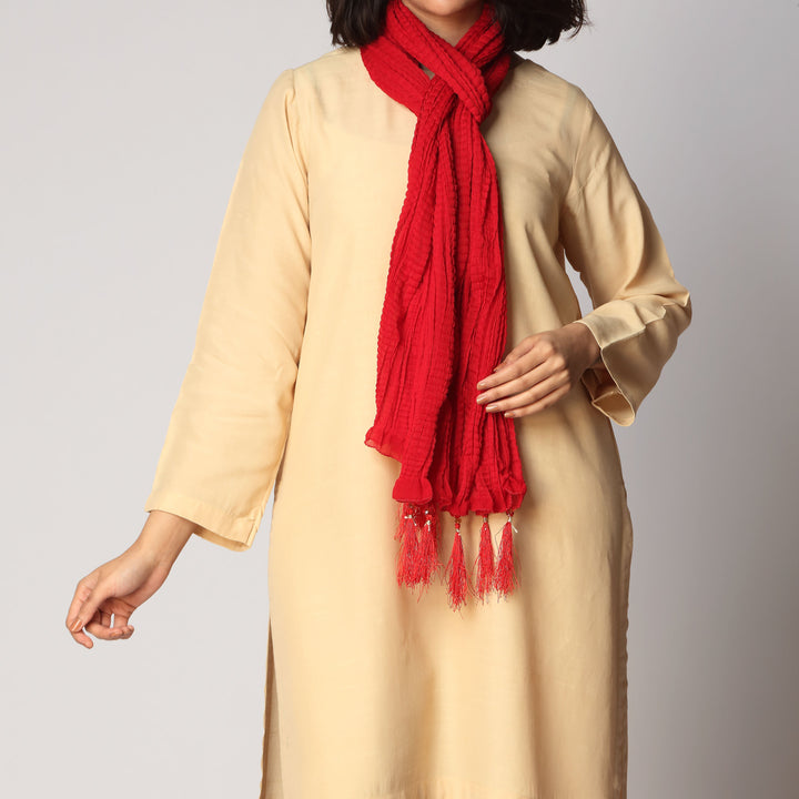 Red Crush Chiffon stole  PS3756