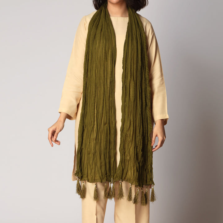 Olive Crush Chiffon stole  PS3756