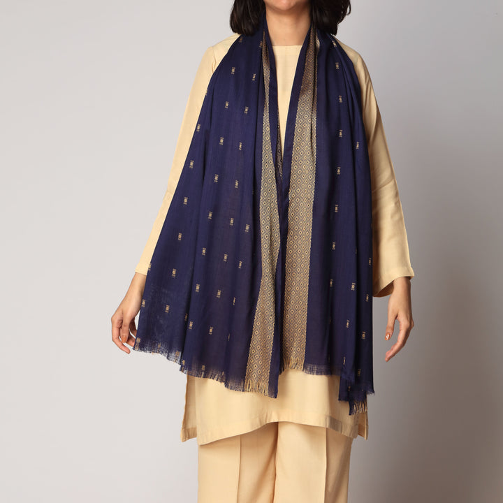 Blue Zari Border Stole PS3766