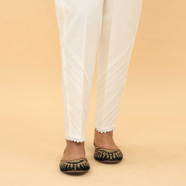 Cream Slim Fit Embellished Trouser PS4578