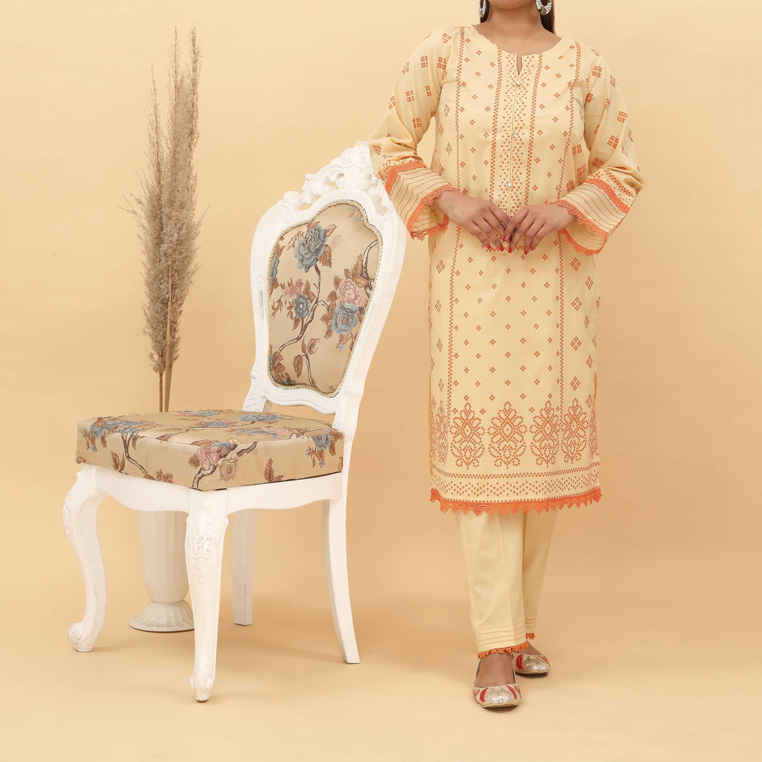 2PC- Screen Printed Cotton Cambric Suit PS4970