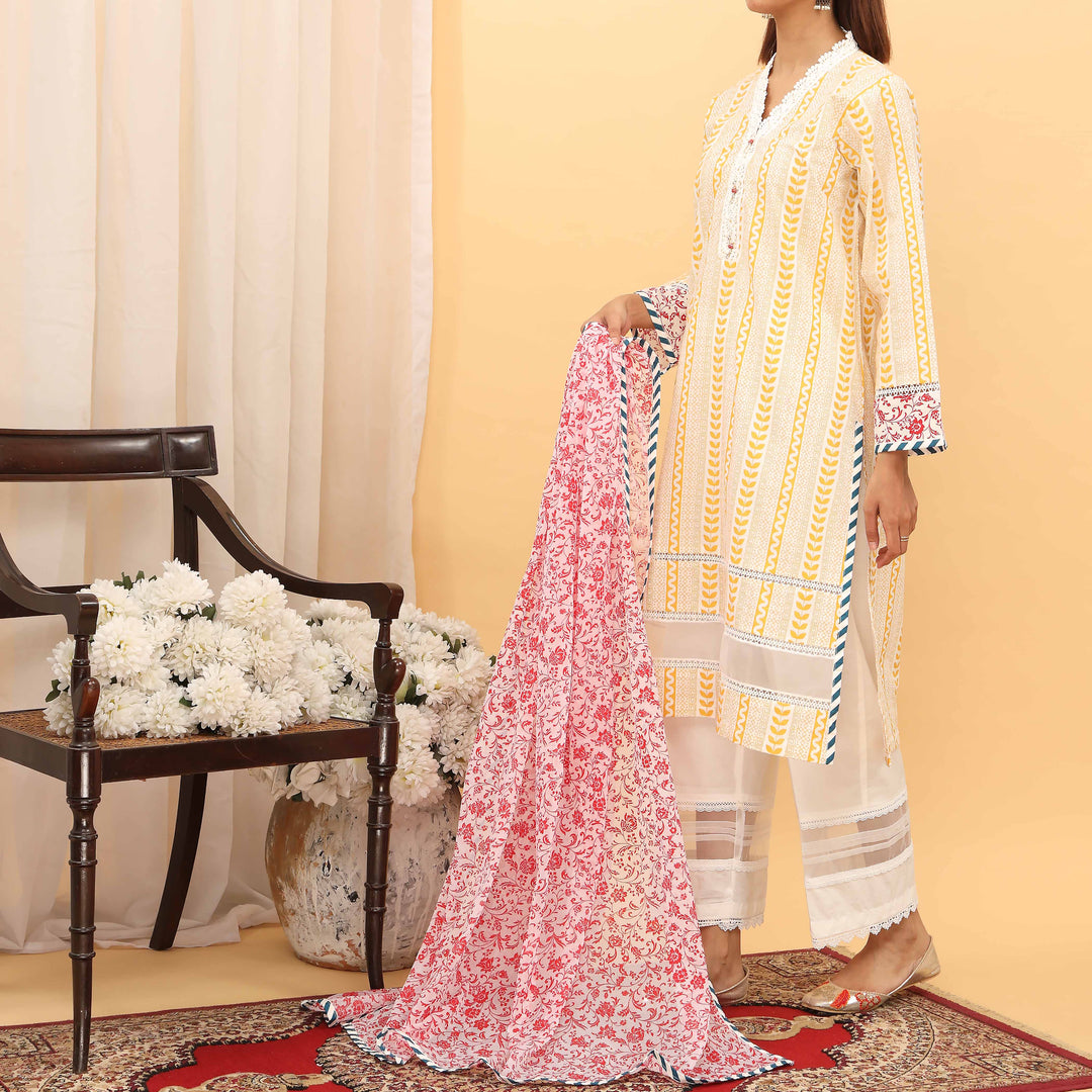 3PC- Screen Printed Cotton Cambric Suit PS5060