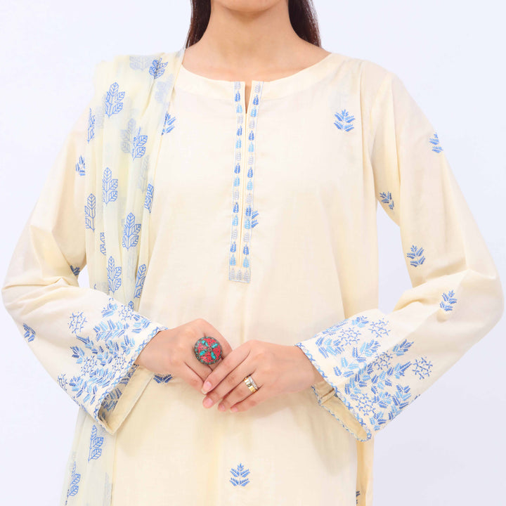 3 PC- Cotton Cambric Suit PS5088