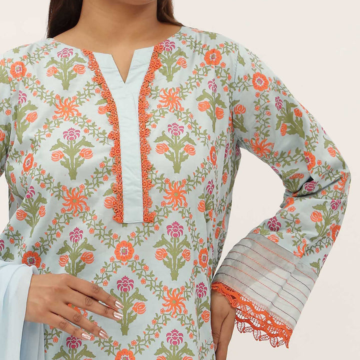 3PC- Screen Printed Cambric Suit PS5090
