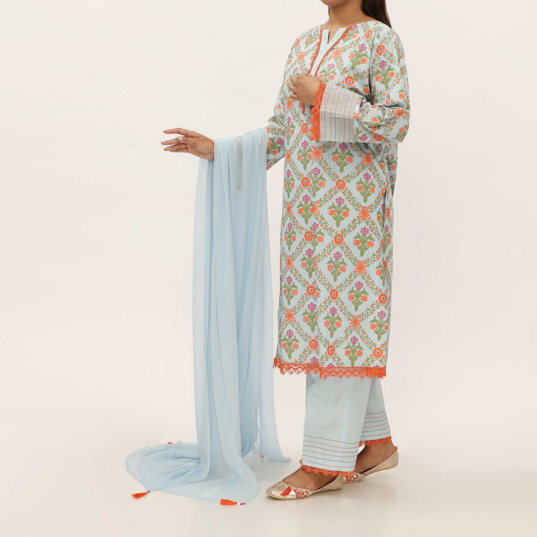 3PC- Screen Printed Cambric Suit PS5090