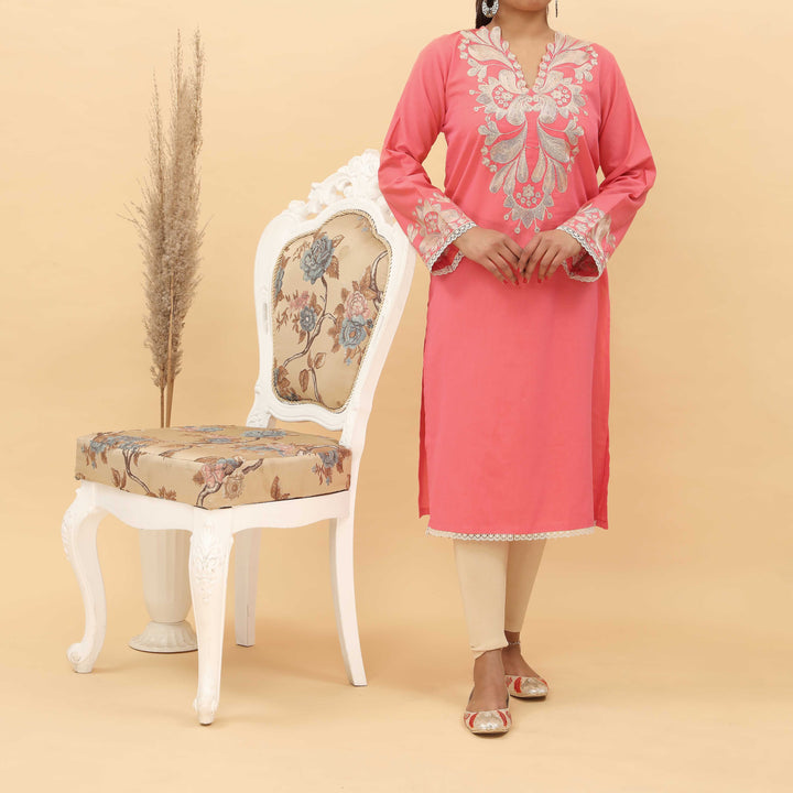 1PC- Embroidered Chambray Cotton Shirt  PS5091