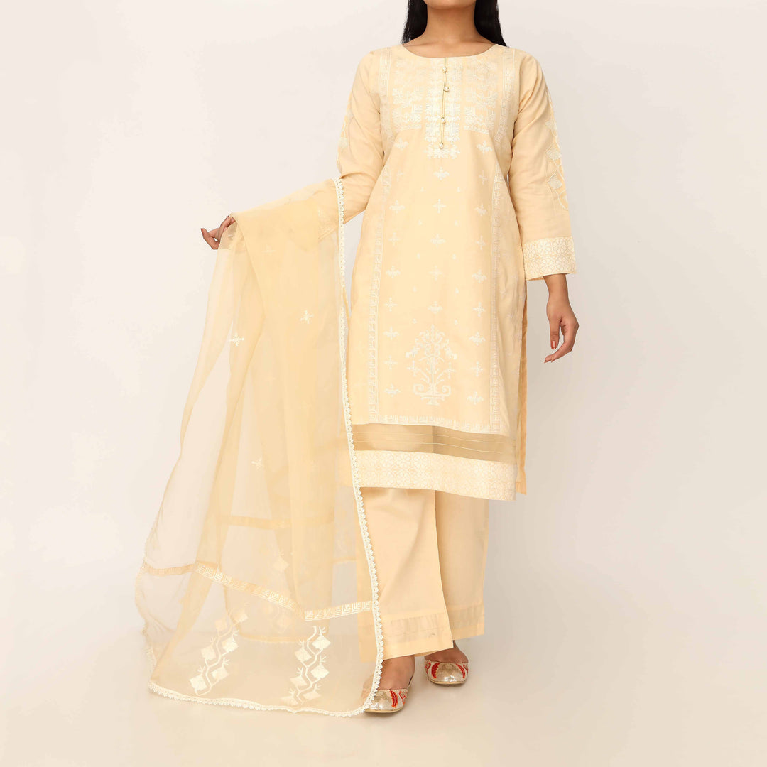 3PC- Cambric Embellished Suit PS5139