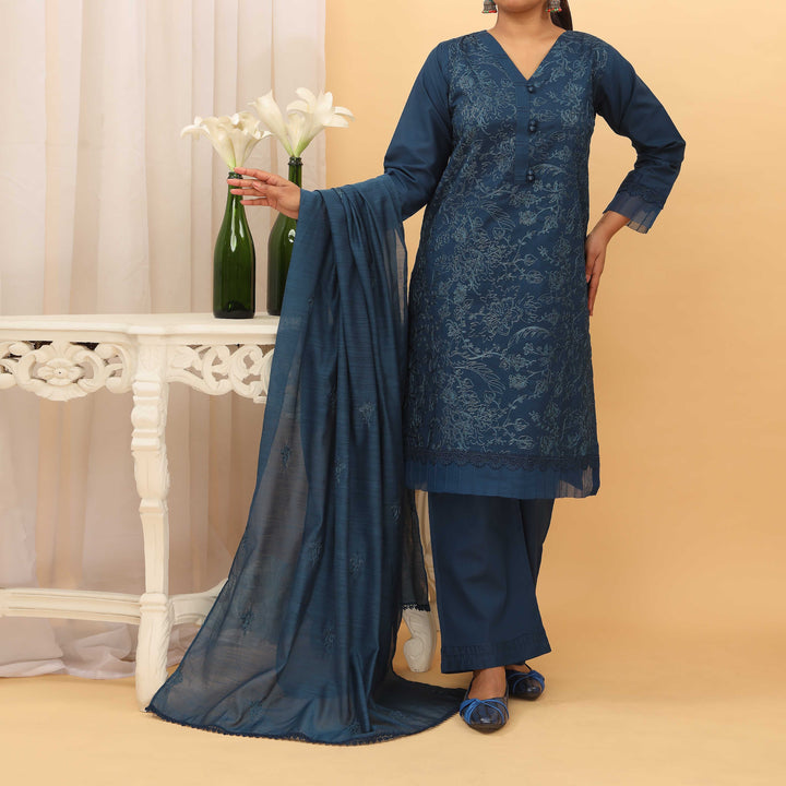 3PC- Embroidered Cambric Suit PS5149
