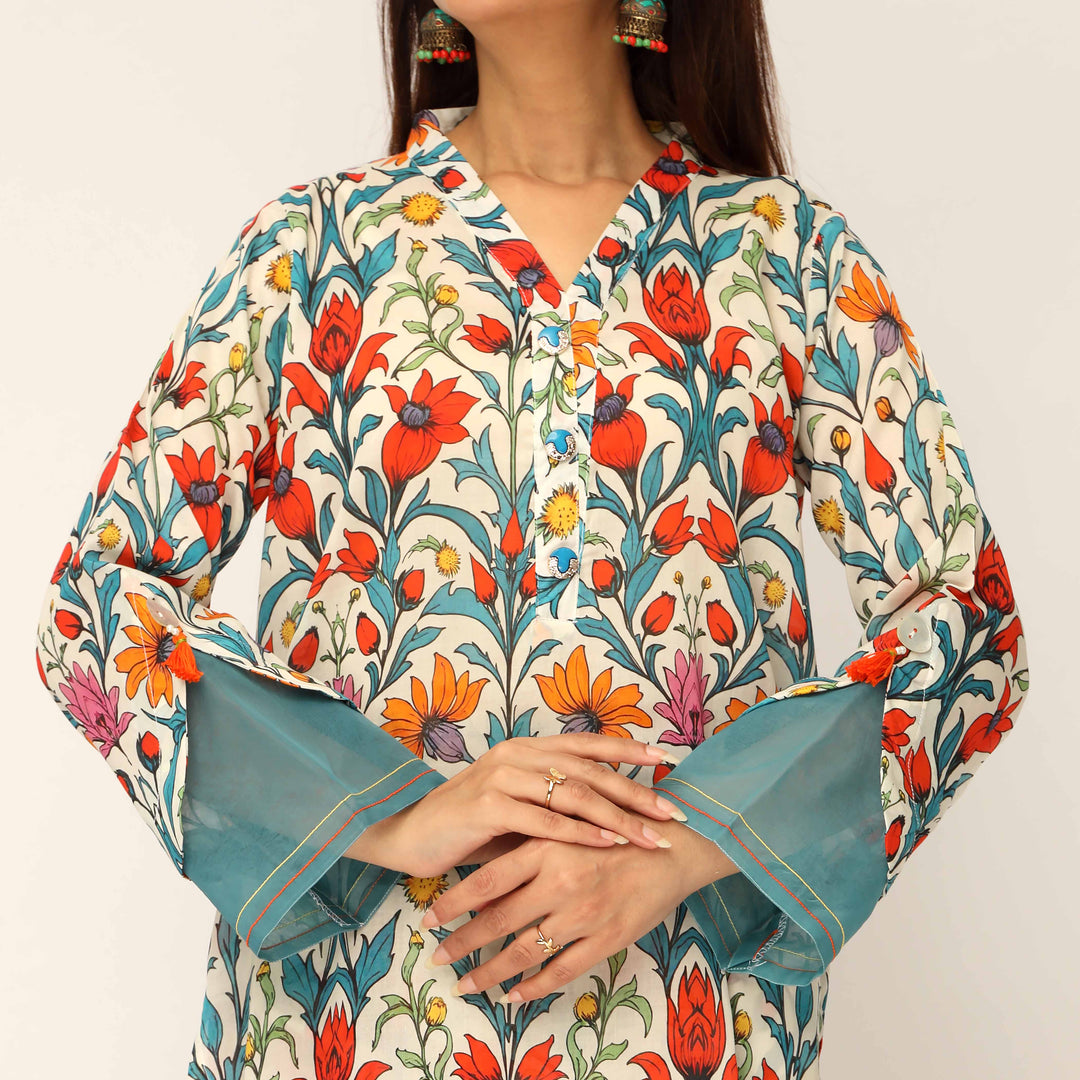 2PC- Digital Printed Cambric Co-ord Set PS5166