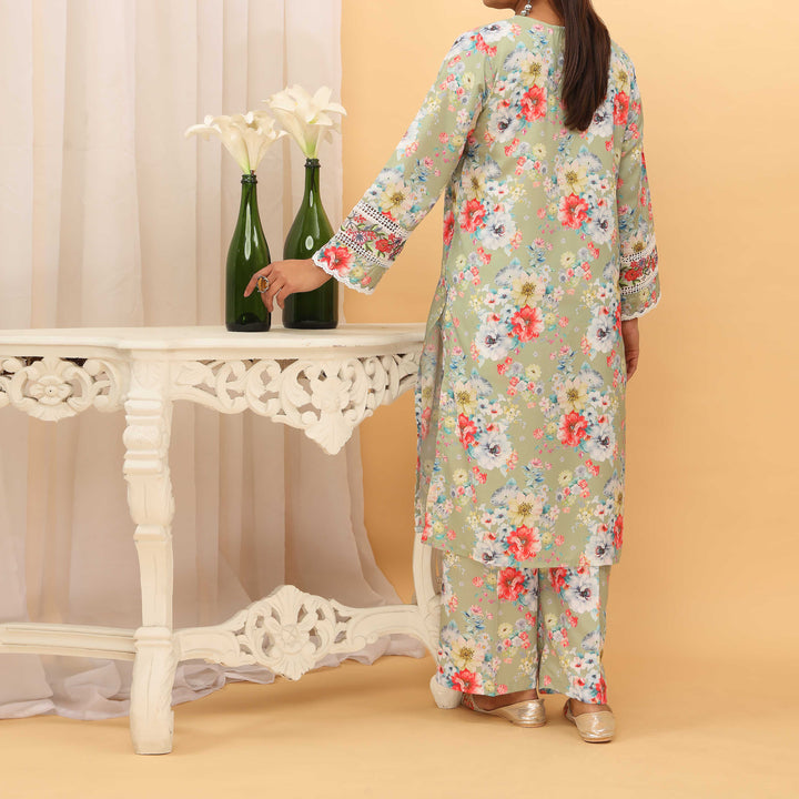 2PC- Digital Printed Intermix Cambric Embroiderd Suit PS5184