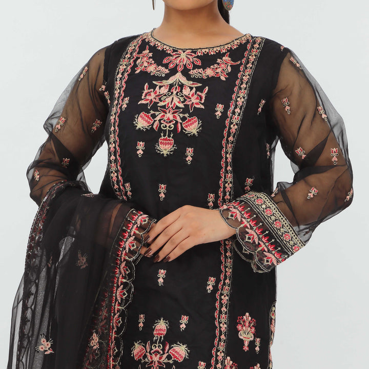 3PC- Embroiderd Organza Suit PS5191