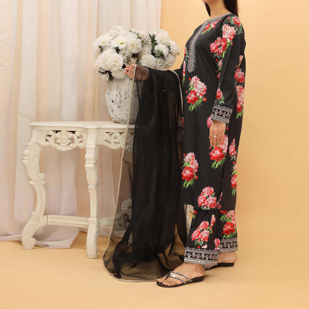 3PC- Digital Printed Grip Silk Suit PS5201