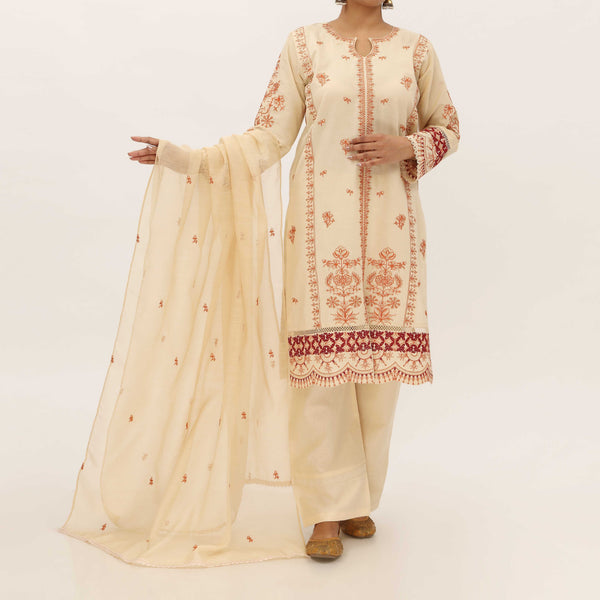 3PC- Embroidered Cambric Suit PS5212