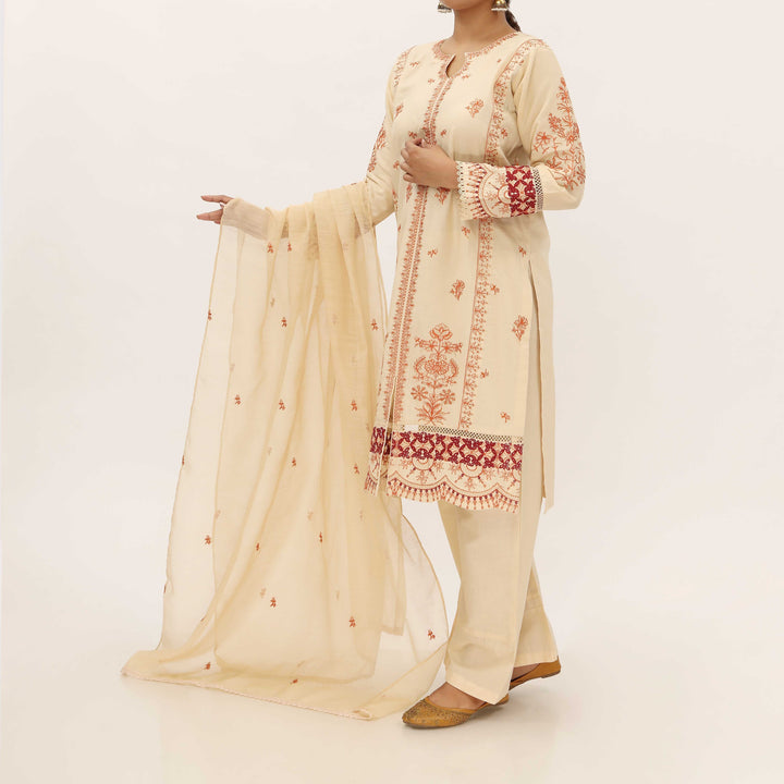 3PC- Embroidered Cambric Suit PS5212