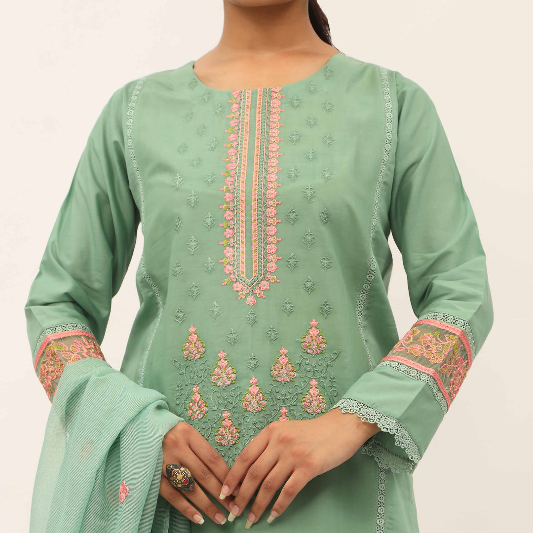 3PC- Embroidered Cambric Suit PS5215