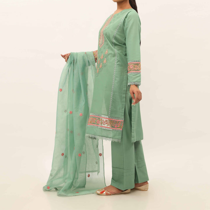 3PC- Embroidered Cambric Suit PS5215