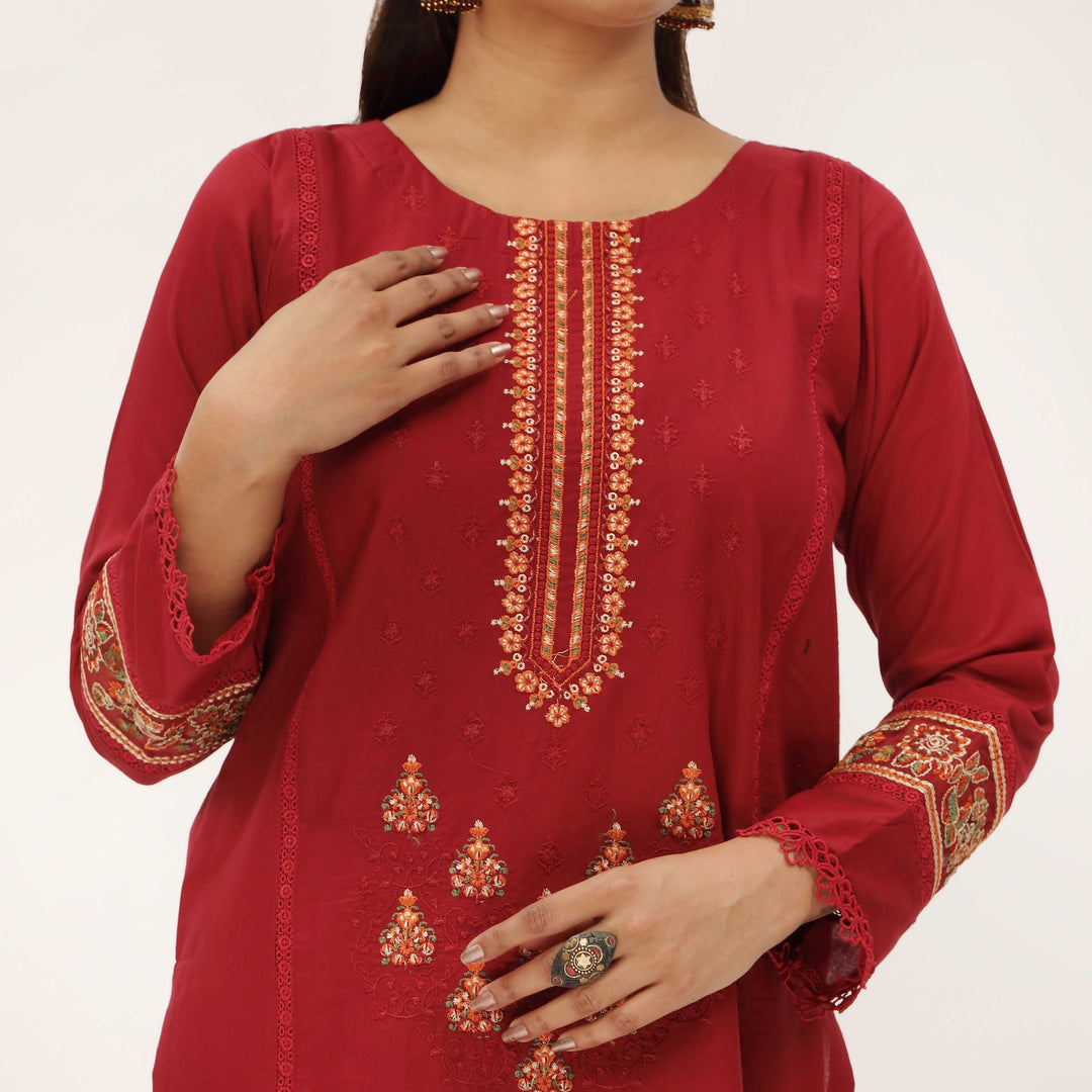 3PC- Embroidered Cambric Suit PS5216