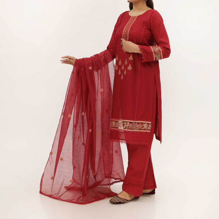 3PC- Embroidered Cambric Suit PS5216