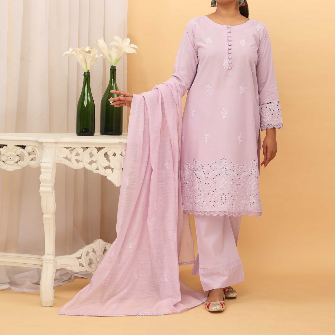 3PC- Embroidered Cambric Suit PS5219