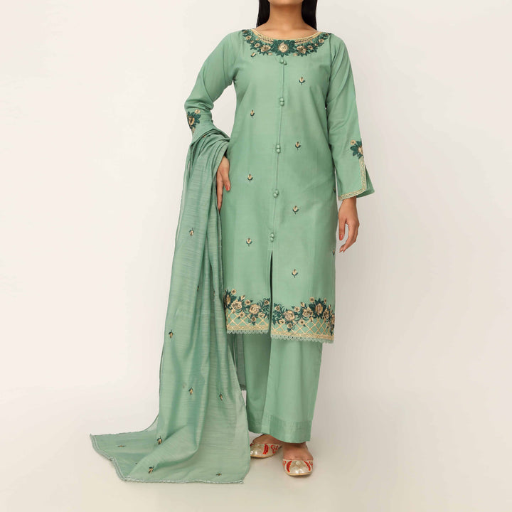3PC- Cambric Embellished Suit PS5224