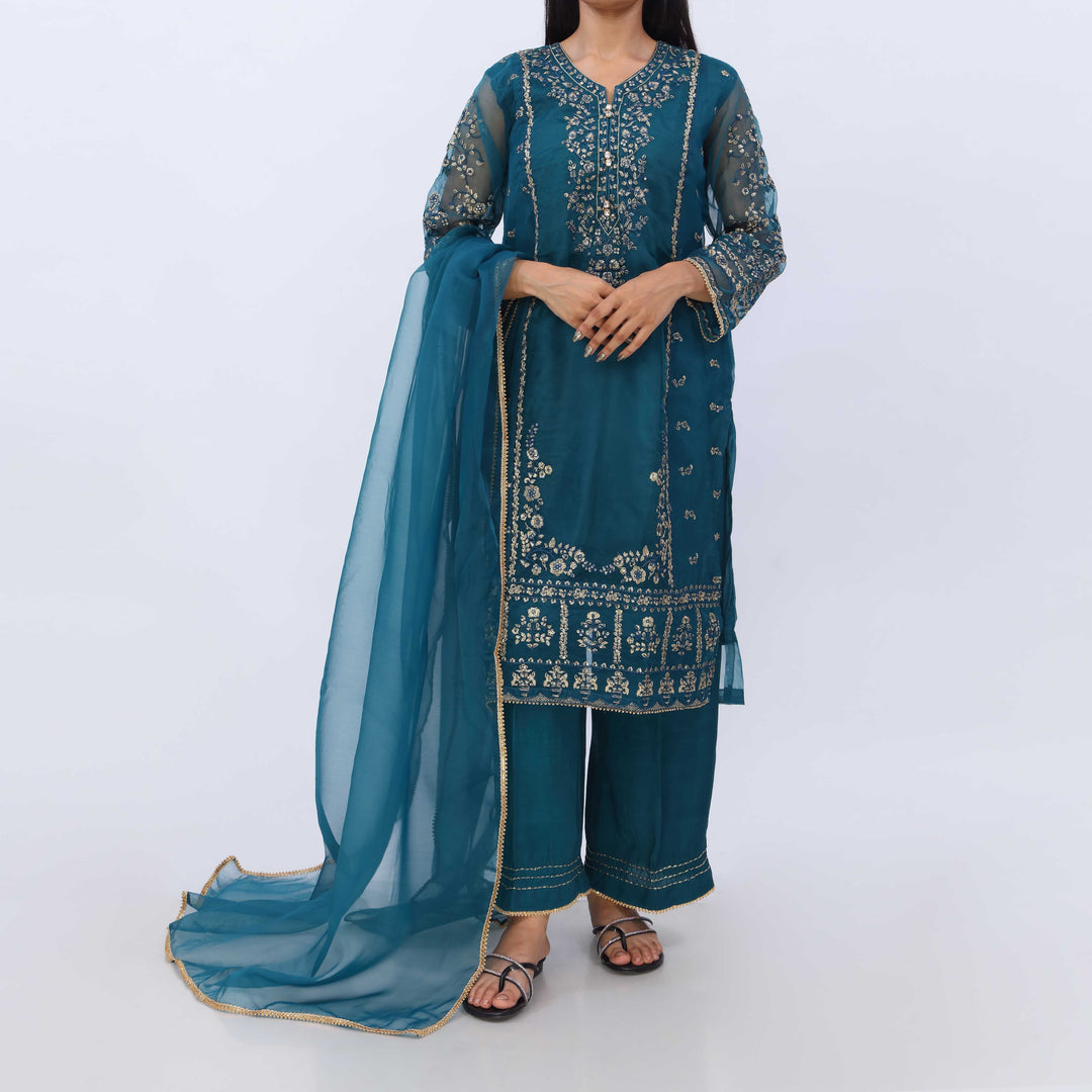 3PC- Dyed Organza Suit PS5226
