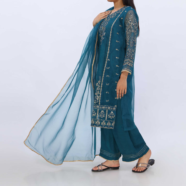 3PC- Dyed Organza Suit PS5226