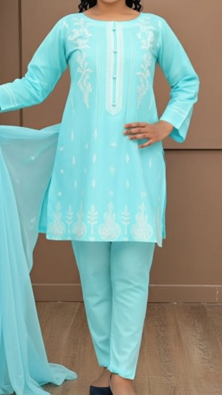 3PC- Embroidered Cambric Suit PS5260