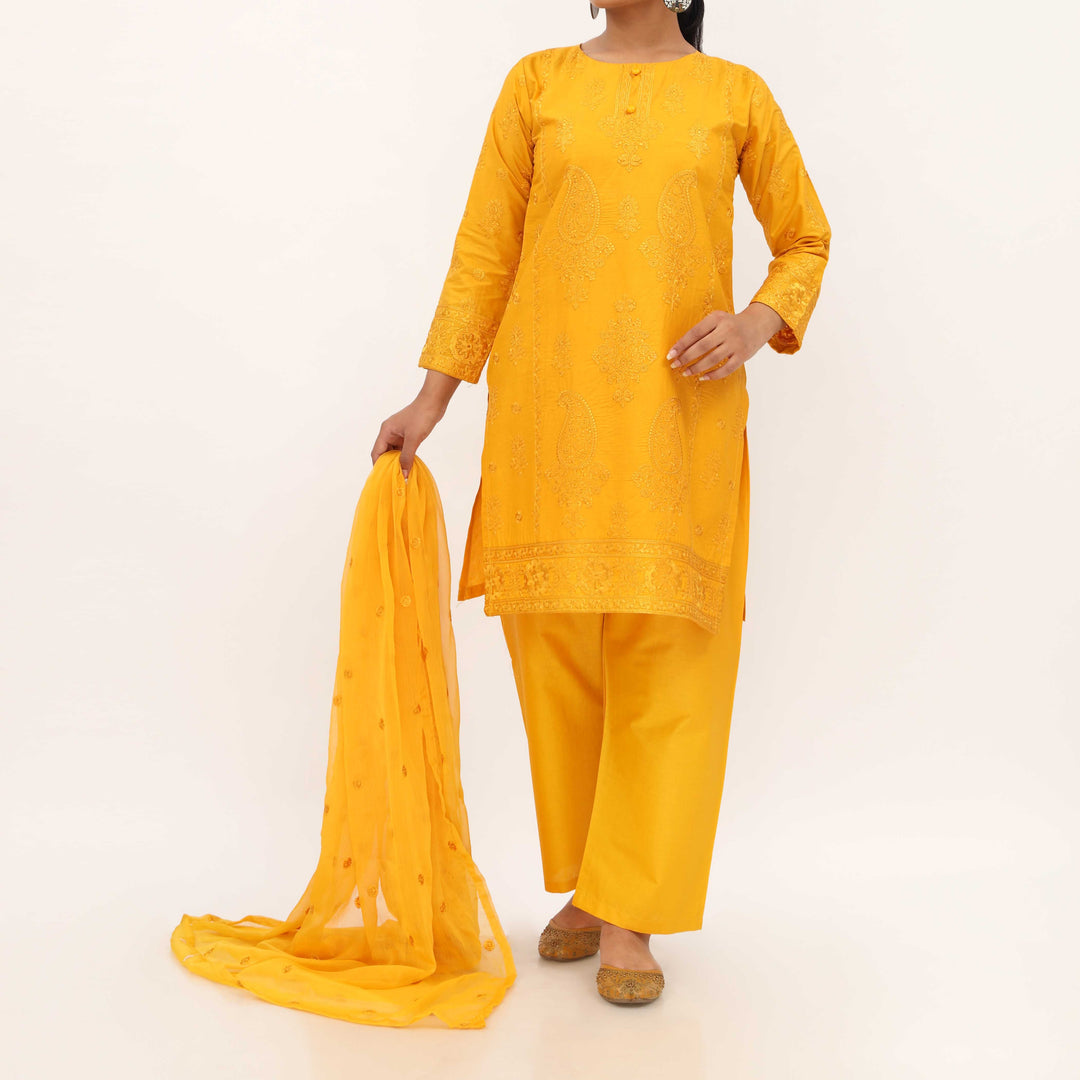 3PC- Embroidered Cambric Suit PS5269