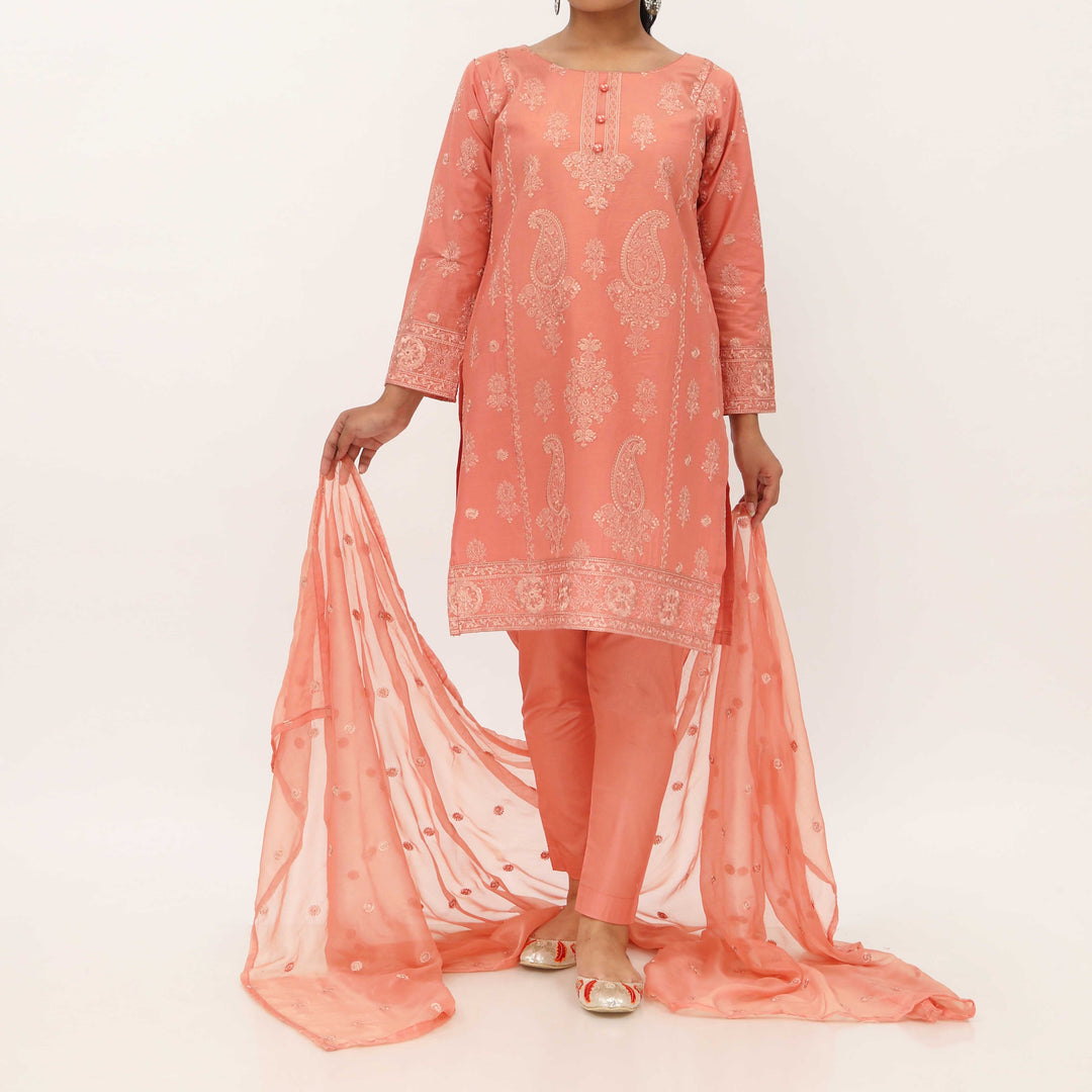 3PC- Embroidered Cambric Suit PS5271