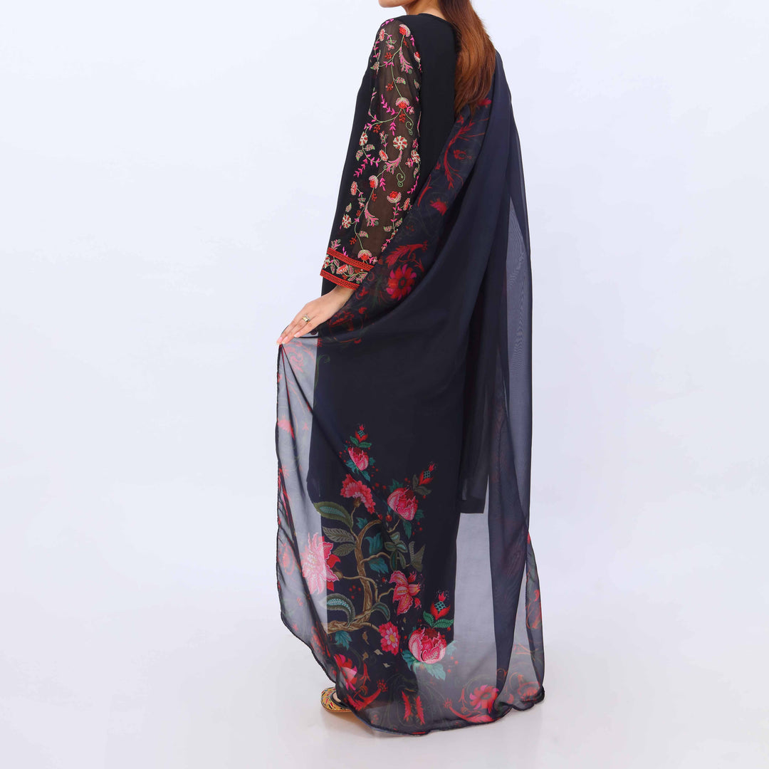 3 PC- Crincle Chiffon Embroiderd Suit PS5280