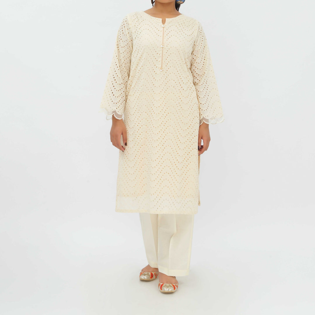 1PC- Schiffli Chikankari Lawn Shirt PS5284