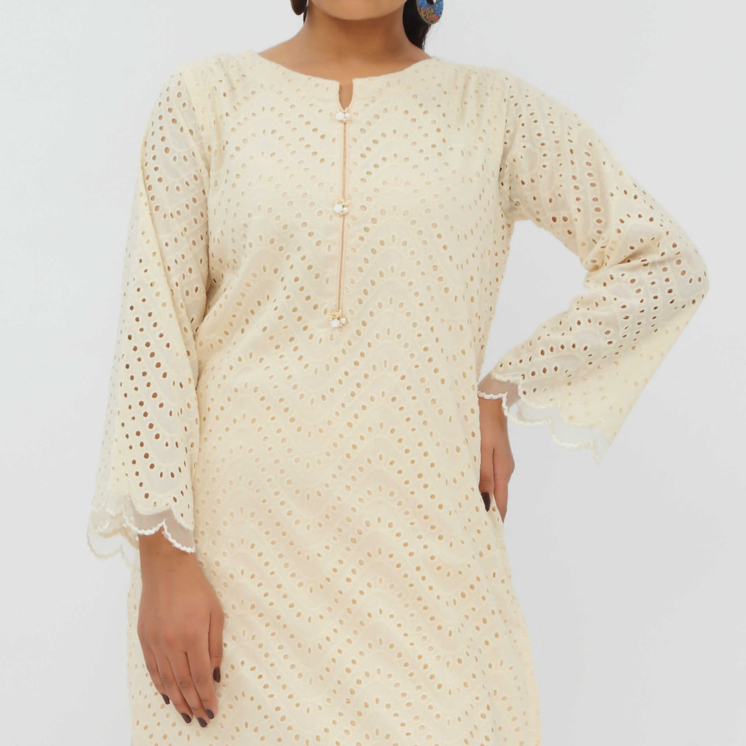 1PC- Schiffli Chikankari Lawn Shirt PS5284