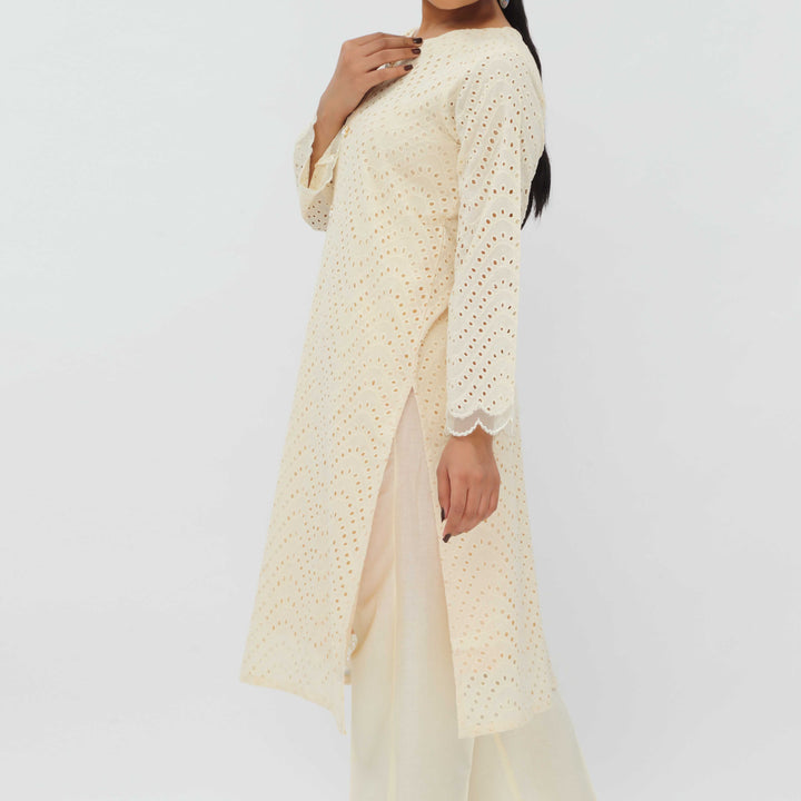 1PC- Schiffli Chikankari Lawn Shirt PS5284
