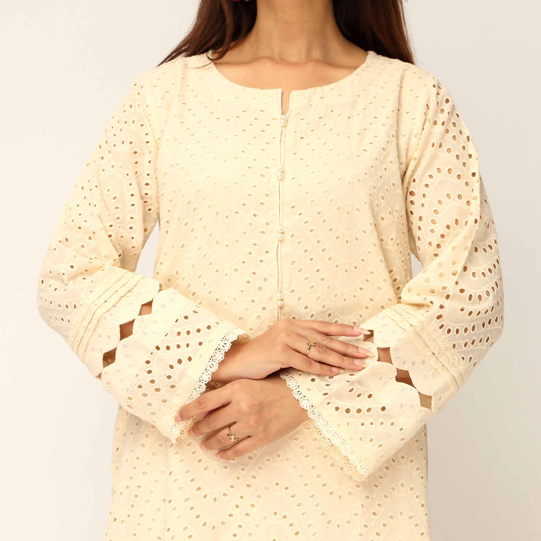 1PC- Schiffli Chikan Lawn Shirt PS5287