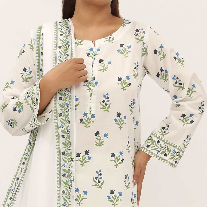 3PC- Screen Printed Cotton Cambric Suit PS5299