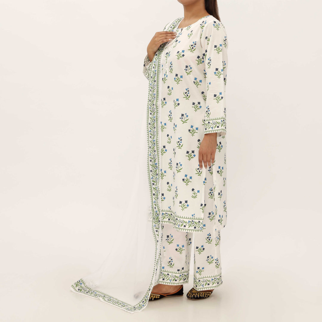 3PC- Screen Printed Cotton Cambric Suit PS5299