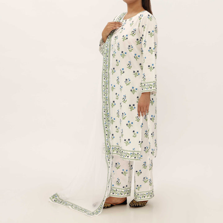 3PC- Screen Printed Cotton Cambric Suit PS5299