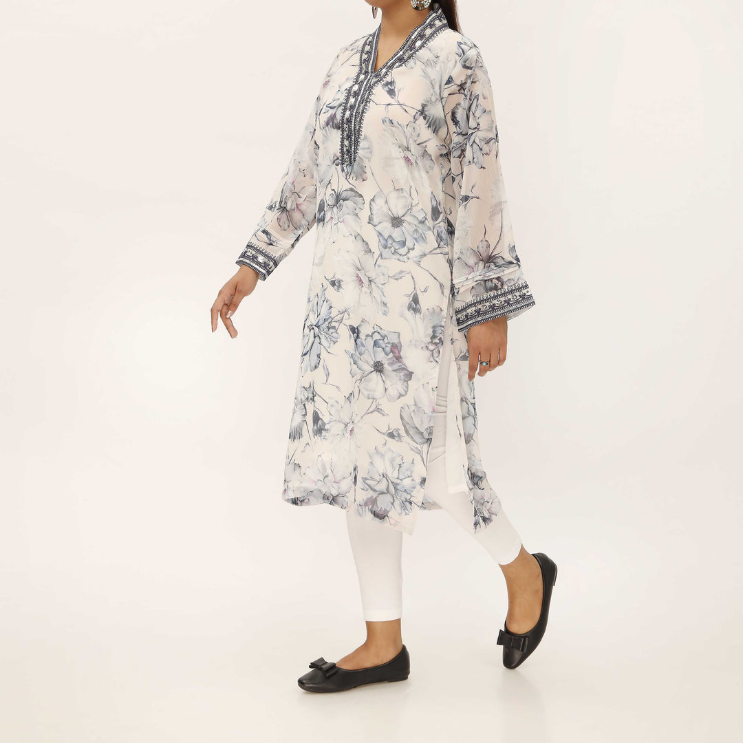 1PC- Digital Printed Crinckle Chiffon Shirt PS5307