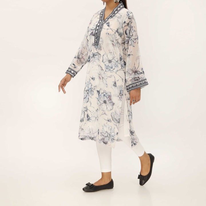 1PC- Digital Printed Crinckle Chiffon Shirt PS5307