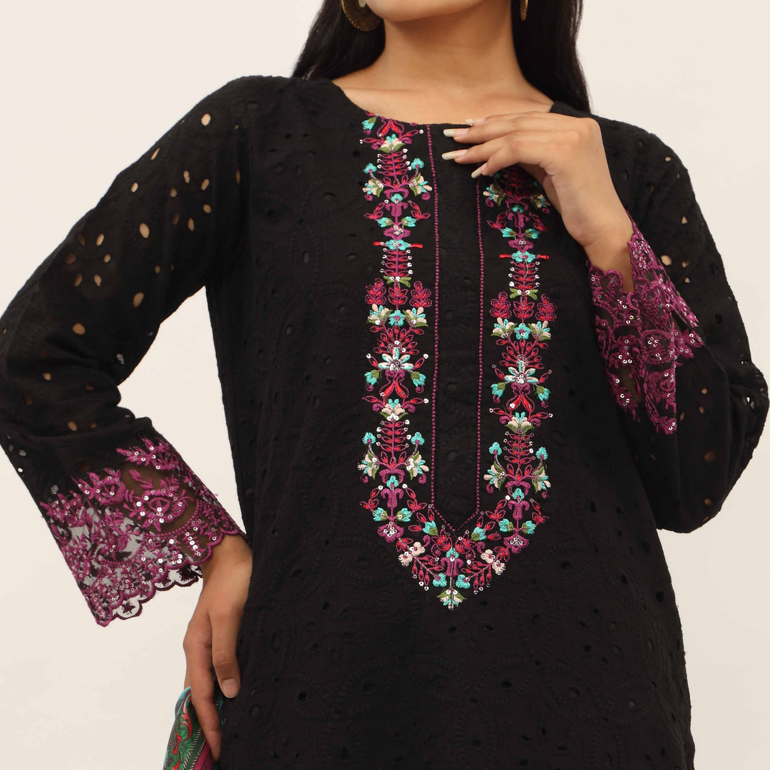 3PC- Schiffly Chikankari Lawn Suit PS5342