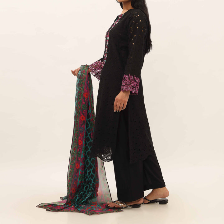 3PC- Schiffly Chikankari Lawn Suit PS5342