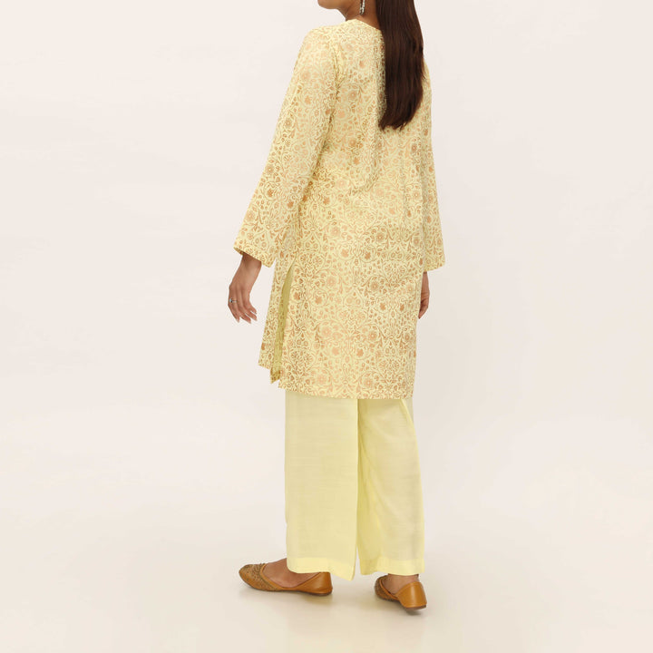 2PC- Gold Printed Raw Silk Suit PS5346