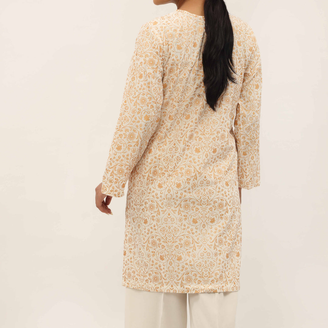 2PC- Gold Printed Raw Silk Suit PS5358