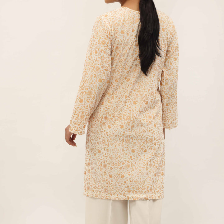 2PC- Gold Printed Raw Silk Suit PS5358